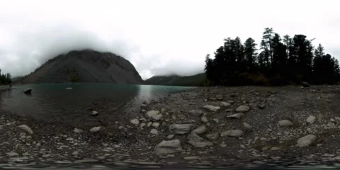 Time lapse of Mountain lake 360 vr at the winter time. Wild nature and mount Stock Footage 156811085
