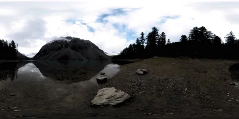 Time lapse of Mountain lake 360 vr at the winter time. Wild nature and mount Stock Footage 165586203