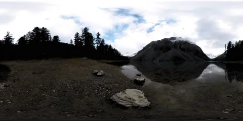 Time lapse of Mountain lake 360 vr at the winter time. Wild nature and mount Stock Footage 169978989