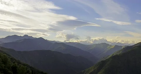 Time lapse of mountain landscape with clouds moving by pleasant wind. Mountain 動画素材 154110747