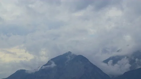 Time Lapse Mountain Peak covered with Clouds Stock Footage 52266328