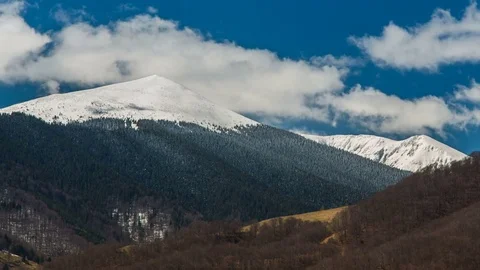 Time lapse of Mountain peak covered with snow Stock Footage 74476760