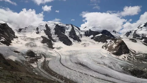 Time lapse of Mountain Range Diavolezza covered by snow and glacier in the Sw Stock Footage 137516352