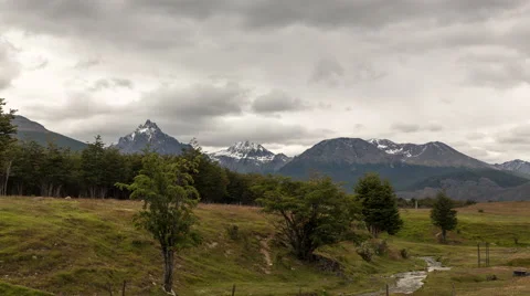 Time-lapse of a mountain range in Ushuaia, Argentina Stock Footage 58492393