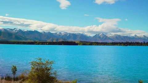 Time lapse of mountain tops at blue Lake Ruataniwha Vídeo Stock 85492622