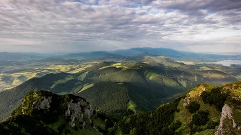 Time lapse Mountain valley during sunrise, Natural summer landscape in Slovakia Stock Footage 98670444