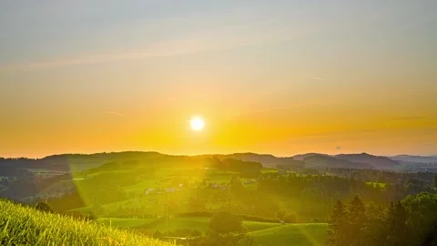 Time-lapse of mountainous landscape at sunset, sky at dusk with copy space Stock Footage 147306964