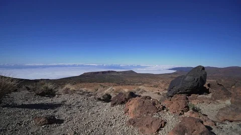 Time lapse in the mountains above the clouds. Teide National Park, day, lunar or Stock Footage 116706417