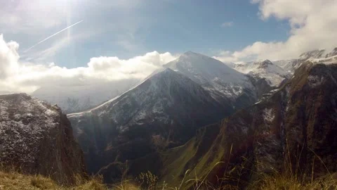 Time lapse mountains with snow-capped peaks Stock Footage 130798931
