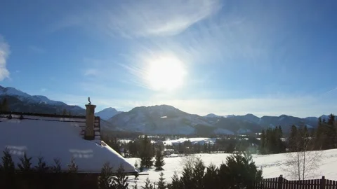 Time lapse of mountains view in Zakopane during sunny day in winter. Stock Footage 152451802