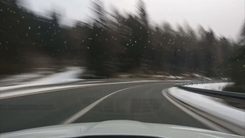 Time lapse of the movement on the car on the road through national park Harz in Stock Footage 87302031
