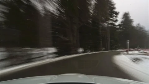 Time lapse of the movement on the car on the road through national park Harz in Stock Footage 87304993
