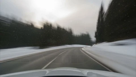 Time lapse of the movement on the car on the road through national park Harz in Stock Footage 87305439