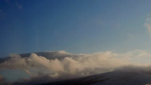 Time lapse movement of clouds and fog near the mountain Stock Footage 142500166