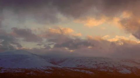 Time lapse movement of clouds and fog near the mountain Stock Footage 142500185