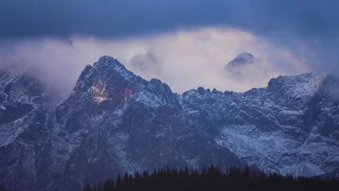 Time lapse. movement of clouds over the Tatras Mountains. village in mountain Stock Footage 276617381