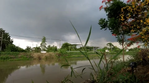 Time-lapse movement of fast driving along with the clouds in the sky moving quic Stock-Footage 250221827