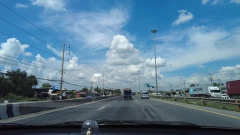 Time-lapse movement of fast driving along with the clouds in the sky moving quic 스톡 동영상 250221854