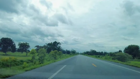 Time-lapse movement of fast driving along with the clouds in the sky moving quic Stock-Footage 250221857