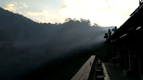 Time lapse The movement of fog through the valley of thailand Stock Footage 106533941