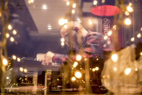 Time lapse of the movement of reality through reflection in the glass Stock-Footage 129664573