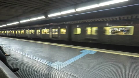 Time lapse  of  movement of trains and passengers in subway station Stock-Footage 119444773