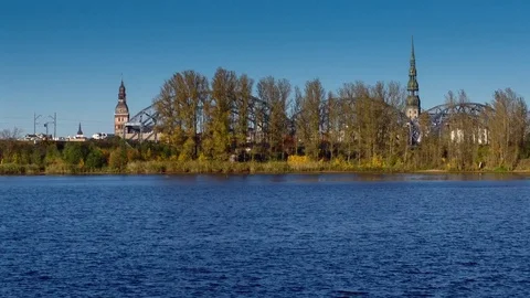 Time lapse the movement of trains in Riga. Stock Footage 69953811