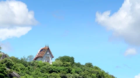 Time Lapse Movie of cloud movement over Buddhist chapel on Mountain Stock Footage 54545045