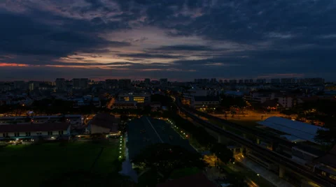 Time lapse movie by Eunos MRT Station in Singapore from Blue Hour into Sunrise Stock Footage 39743096