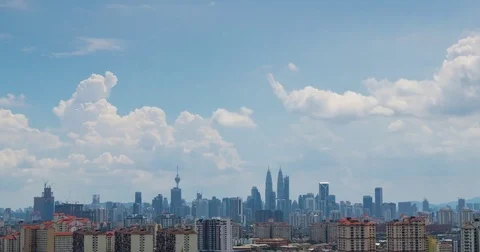 Time lapse of moving cloud in downtown Kuala Lumpur, Malaysia Stock Footage 77434524