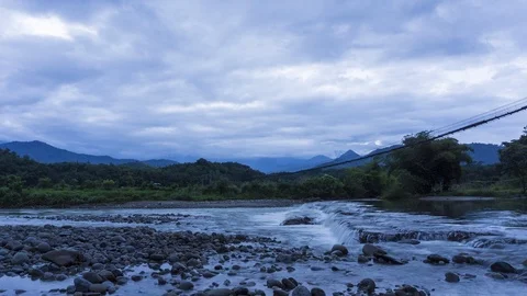 Time-lapse of moving cloud Nature beautiful landscape of nature clean river Stock Footage 100324627