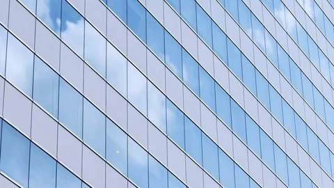 Time lapse of moving cloud reflecting on building window. Stock Footage 92493843