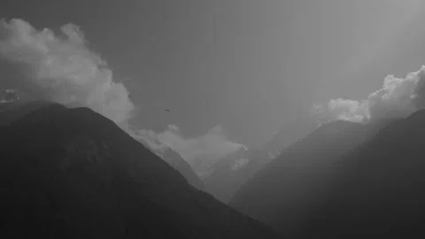 Time-lapse Moving the cloud on sky and layers mountain landscape Stock Footage 154017891
