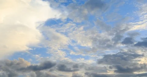 Time-lapse moving clouds above dramatic sunset sky Stock Footage 81265476
