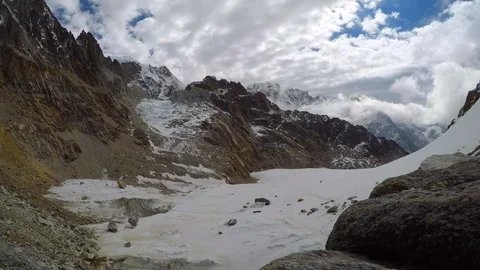 Time lapse of moving clouds above Himalayan mountains Stock Footage 125388325