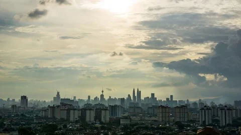 Time lapse of moving clouds in downtown Kuala Lumpur, Malaysia Stock Footage 78719445