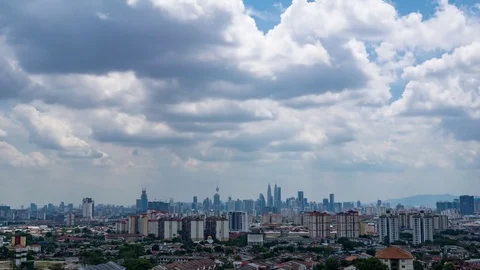 Time lapse of moving clouds in downtown Kuala Lumpur, Malaysia. 스톡 동영상 79010163