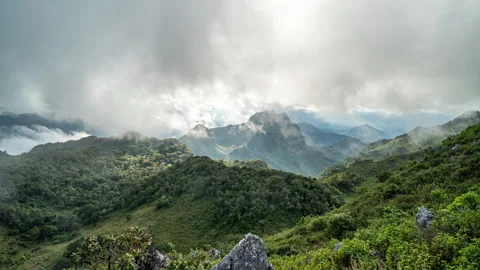 Time lapse of moving clouds during sunset at Don Luang Chiang Dao Stock Footage 258818622