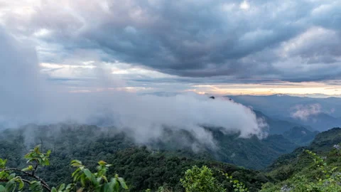 Time lapse of moving clouds during sunset at Don Luang Chiang Dao Stock Footage 258818670