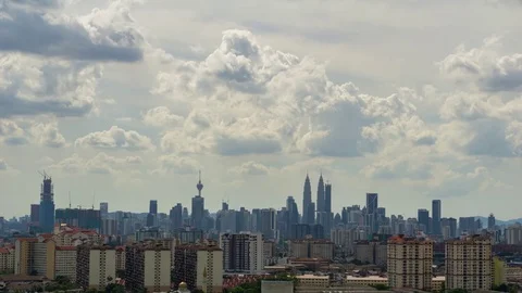 Time lapse moving clouds in Kuala Lumpur Stock Footage 80308289