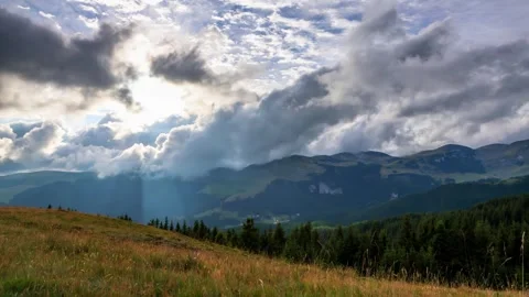 Time lapse of moving clouds in the mountain environment Carpathian mountains Stock Footage 247471912
