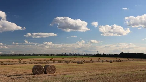 Time Lapse - Moving clouds over a field in autumn Vídeo Stock 80929049