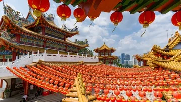 Time lapse of moving clouds over Thean Hou Temple in Kuala Lumpur, Malaysia Stock Footage 85882645