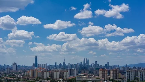 Time lapse of moving clouds over downtown Kuala Lumpur, Malaysia Stock Footage 86585034