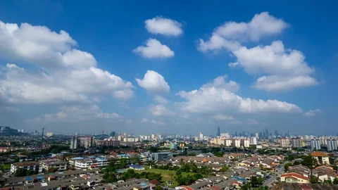 Time lapse of moving clouds over downtown Kuala Lumpur, Malaysia Stock Footage 86627566