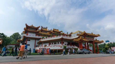 Time lapse of moving clouds over Thean Hou Temple in Kuala Lumpur, Malaysia Stock Footage 86747763