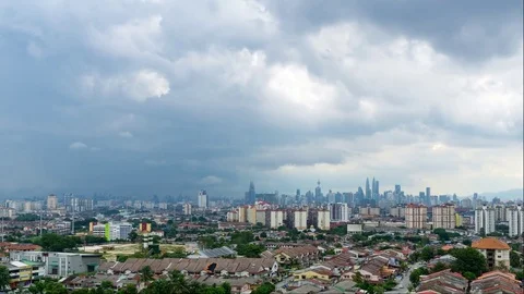 Time lapse of moving cumulus clouds in Kuala Lumpur, Malaysia Stock Footage 79821787
