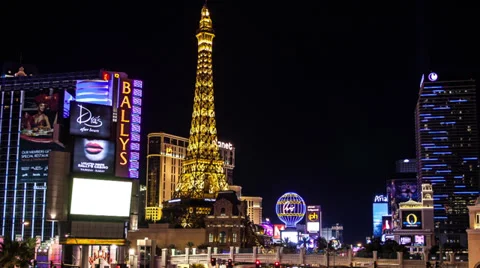 Time lapse moving down to the Las Vegas strip at night Stock Footage 33873073