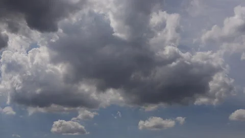 Time-lapse of moving fluffy clouds, sun shining sunbeams, white cumulus clo.. Stock Footage 314415940
