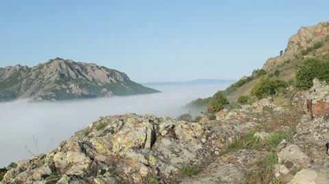 Time Lapse with moving fog in the Mountain over the valley.  Stock Footage 39839655